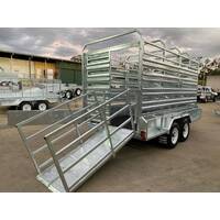 12 x 6 ft Stock Crate Cattle Livestock Machinery Trailer with Removable Crate ATM 3500kg (3.5 tonne) & 1 Person Lift-off System