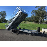 14 x 7 ft Tandem Flat Deck Hydraulic Tipping Trailer with Loading Ramps ATM 3500kg