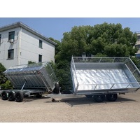 14 x 7 ft Tandem Flat Deck Hydraulic 3 Way Tipping Trailer with Loading Ramps ATM 3500kg