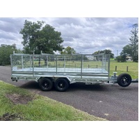 4.49 ton Car and Machinery Hydraulic Tilting Rampless Trailer – Caged - Ladder Racks - also avail 3.5ton ATM