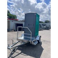 Single Portable Toilet And Trailer Ready For Use